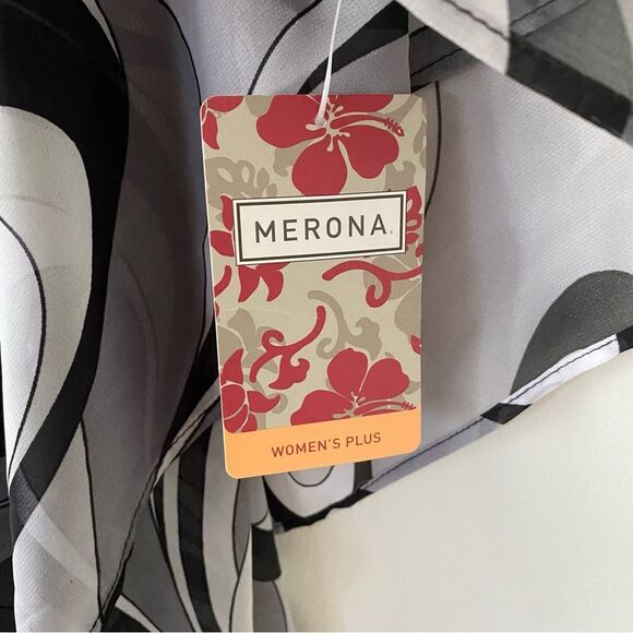 NWT Merona Sheer Short Caftan Swim Coverup Patterned Gray Size 20w/22w - Picture 6 of 10